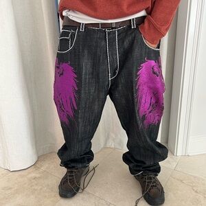 Vintage Y2K Raw Blue Baggy Skater Grunge Jeans VTG  Cyber Wings Deadstock Rare